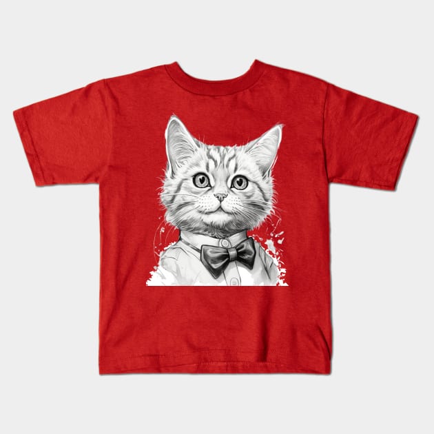 smart cat Kids T-Shirt by FehuMarcinArt